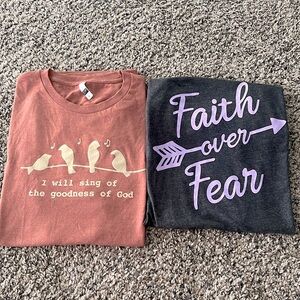 Christian T-shirt Bundle of Two Size Small Faith Over Fear